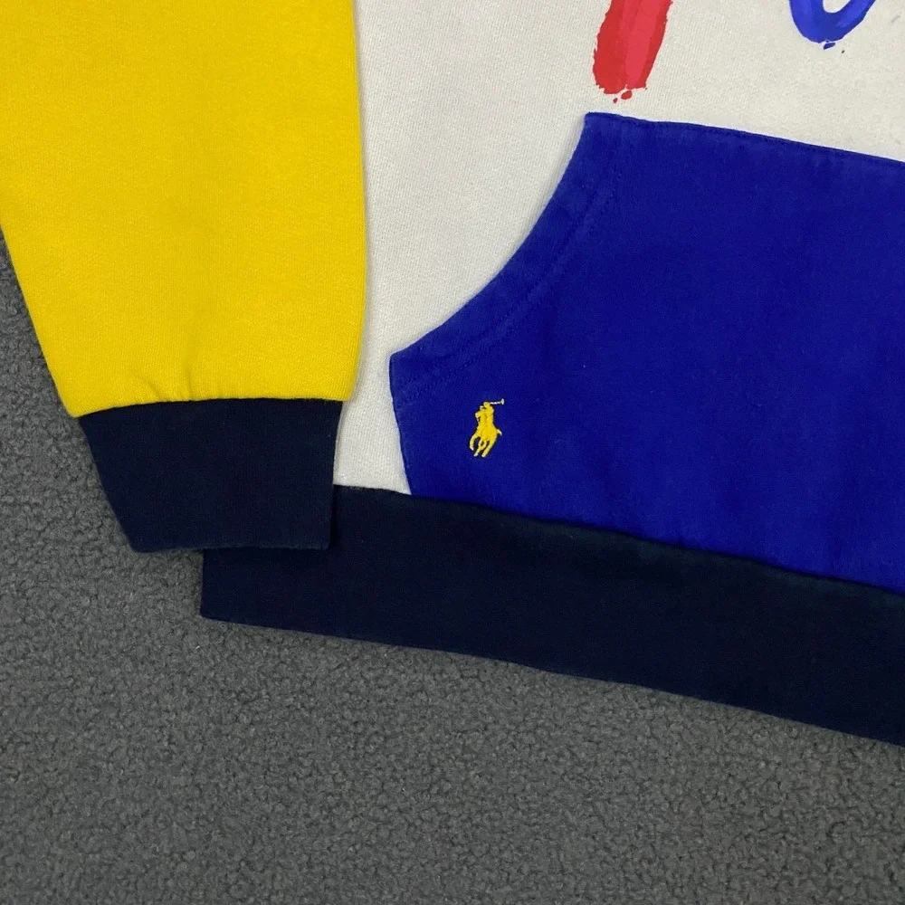 Polo Ralph Lauren Hoodie Boys Large Color Block Spell Out Logo Pony Fleece